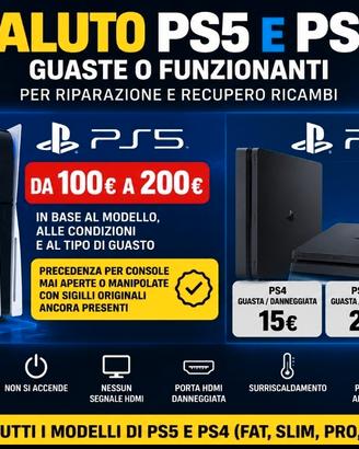 PS5 e PS4 guaste o funzionanti