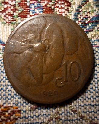 moneta 10 centesimi ape regno d'Italia 1920