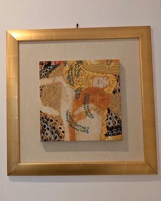Quadro 50x50 Donna in Oro Klimt, Tela a Rilievo