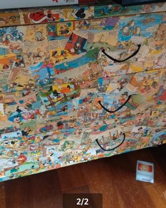  cassettiera con banco di scuola .