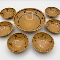 6 ciotole + da portata beige terracotta fiori blu