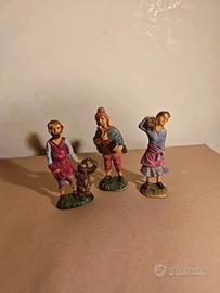 3 statuine per presepe napoletano natale addobbo