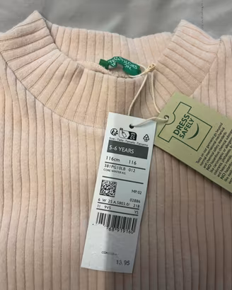 Benetton maglia a coste size 5/6 anni beige