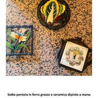 sottopentola in ferro grezzo e ceramica