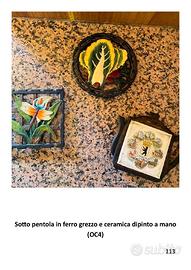 sottopentola in ferro grezzo e ceramica