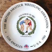 Piatto collezione Olimpiadi 1984 lotta wrestling
