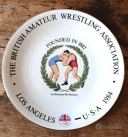 Piatto collezione Olimpiadi 1984 lotta wrestling
