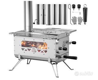 Stufa a Legna da Campeggio DEERFAMY in Acciaio