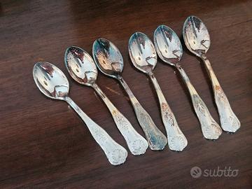 Set 6 cucchiaini da tè vintage metallo argentato
