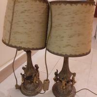 abat jour in bronzo e tessuto - Porrino - anni '70