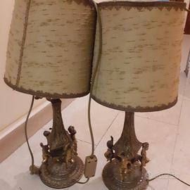 abat jour in bronzo e tessuto - Porrino - anni '70