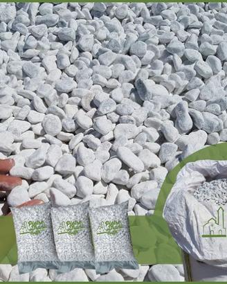 Ciottoli Bianco Carrara mm. 7-15 / 60-100 (900 kg)