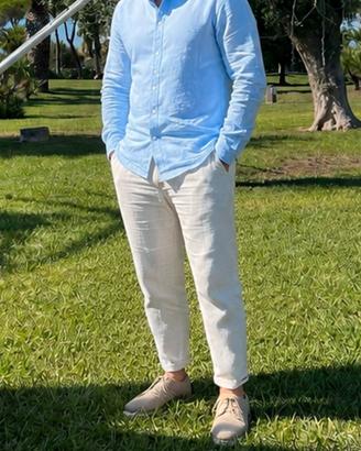 Completo Pantalone con Camicia Uomo in Lino