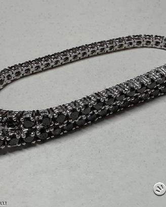 BRACCIALE TENNIS ORO 18kt. CON DIAMANTI NERI 5,22