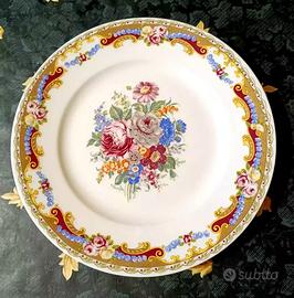 Piatto Limoges vintage Ø25 porcellana dipinta oro