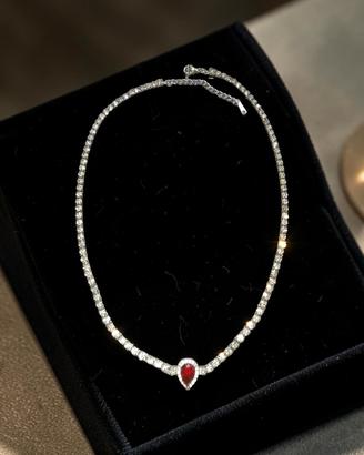 collana tennis in acciaio color argento 
