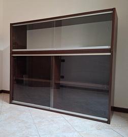 Armadio Archivio legno + ante vetro scorrevoli
