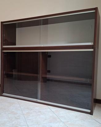 Armadio Archivio legno + ante vetro scorrevoli