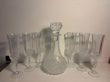 Cristal d'Arques Longchamp decanter + 6 flûte