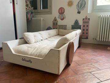 Lettino montessoriano WOODLY, materasso futon