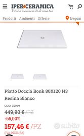 Piatto doccia 80x120 Iperceramica nuovo +accessori