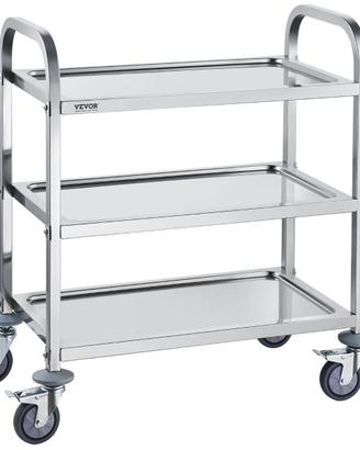 Carrello da Laboratorio in Acciaio Inox 3 Ripiani