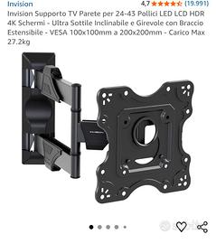 STAFFA SUPPORTO TV A MURO