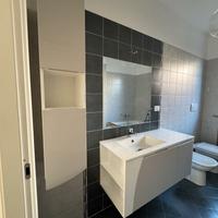 Mobile lavabo bagno con colonna, bianco\tortora