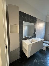 Mobile lavabo bagno con colonna, bianco\tortora