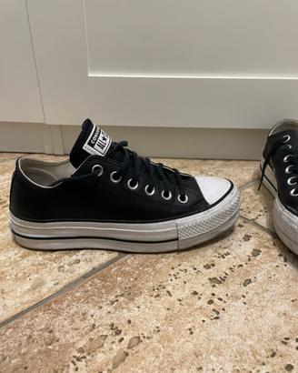 Converse all star platform pelle nere