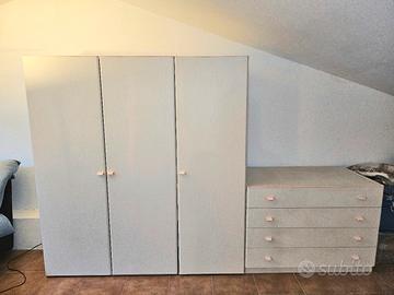 Armadio componibile cameretta con cassettiera