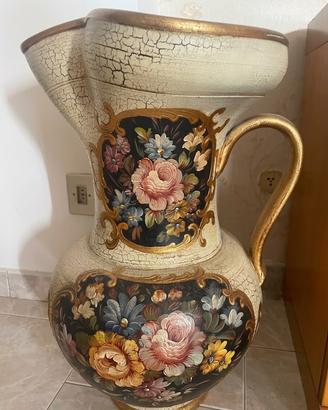 Lampada da terra vintage con base vaso ceramica