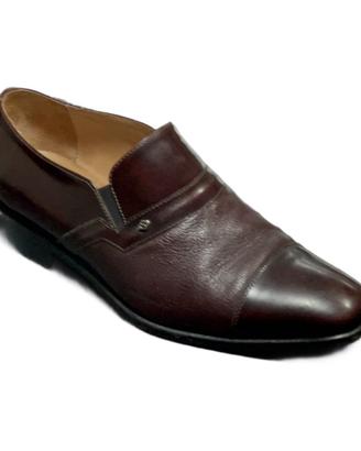 Eleganti mocassini da uomo in pelle marrone/bordea