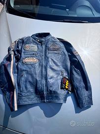giacca da moto vintage in vera pelle