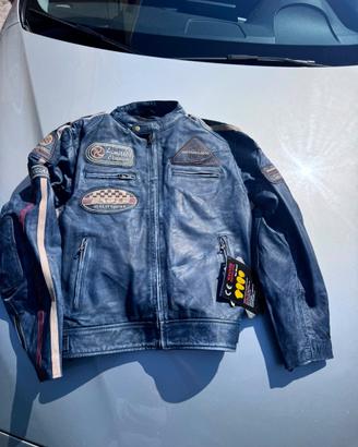 giacca da moto vintage in vera pelle