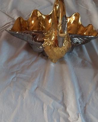 Vaso ceramica decorato oro e argento