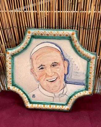Piastrella dipinta a mano Papa Francesco