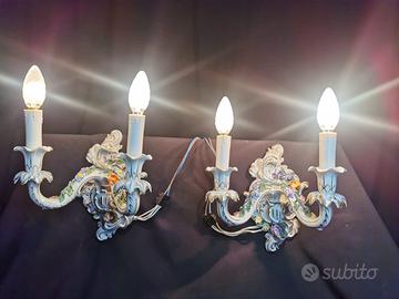 Coppia lampade da parete porcellana Dresda