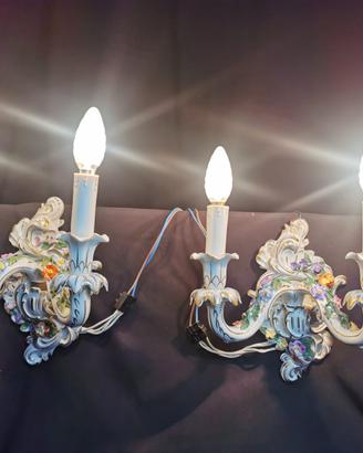 Coppia lampade da parete porcellana Dresda