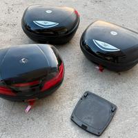 Tris Bauletti Moto KAPPA + GIVI Monokey + Piastra