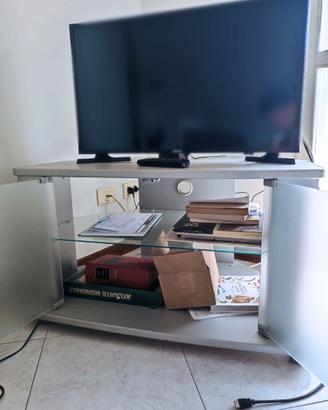 Mobile porta TV moderno con ante in vetro satinato