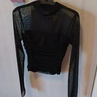 top con inserto trasparente e arricciature