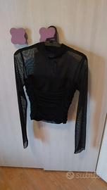 top con inserto trasparente e arricciature