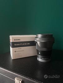 Sigma 16mm F 1.4 E-Mount in garanzia