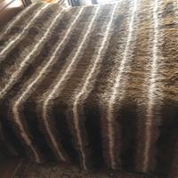 Coperta matrimoniale vintage, marrone e bianco, vi