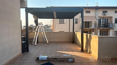 Pergola in alluminio nera 3,5x3 metri