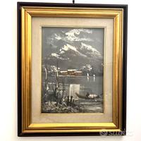 Quadro vintage dipinto a mano – Paesaggio montano