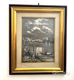 Quadro vintage dipinto a mano – Paesaggio montano