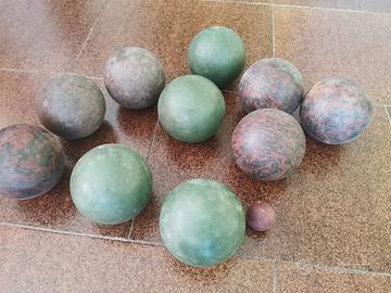 10 bocce in legno e boccino anni 70 vintage gioco