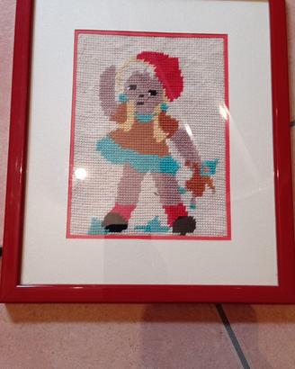Lotto quadri bambini vintage punto e croce